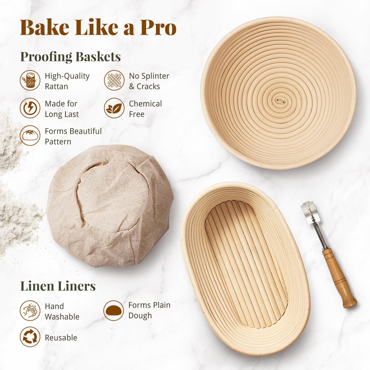 BAVIFY oval banneton promotes even rise and rustic texture