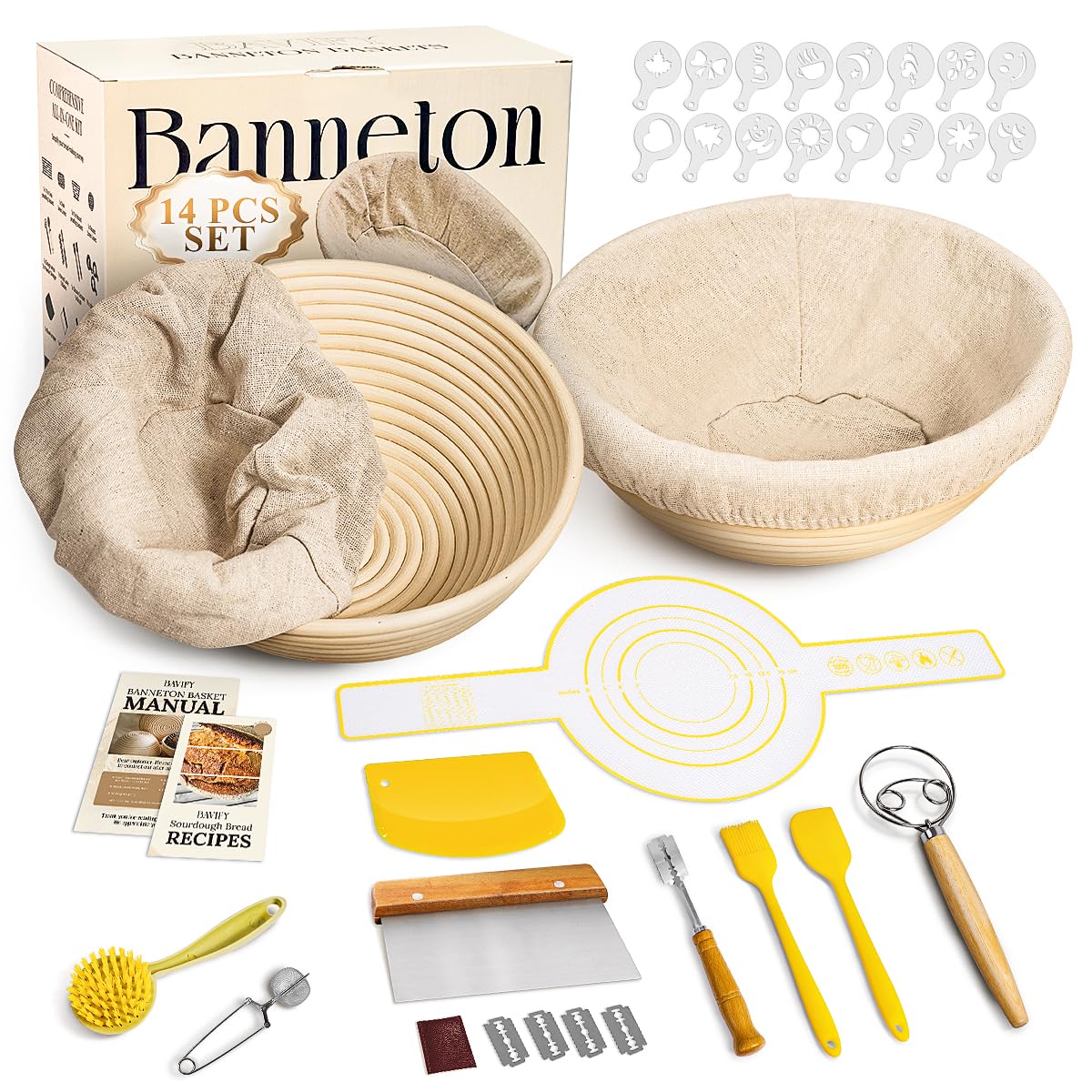 BAVIFY Sourdough Starter Kit packaging showing all-in-one tools for easy bread making