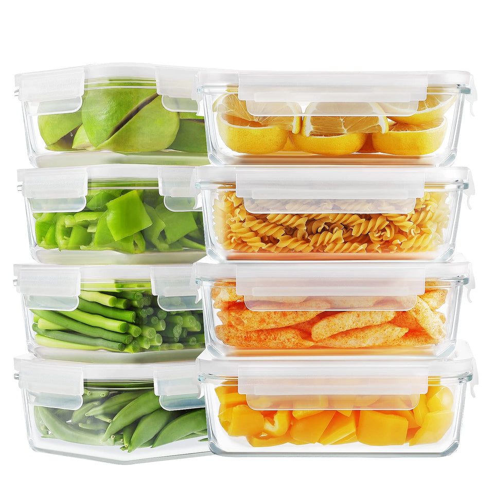 Bayco glass meal prep container with 30oz capacity and airtight lid for freshness