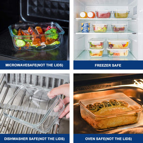 Bayco oven-safe glass container ready for reheating (without lids) in the oven