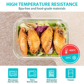 Bayco 1040ml rectangle glass container for family meals.