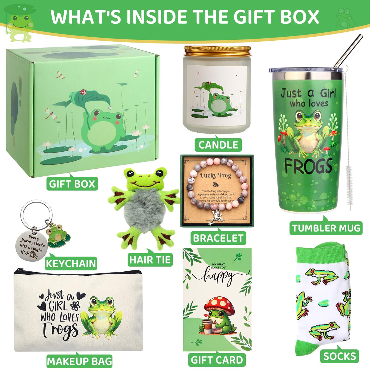 Bayelove frog gift set makeup bag, spacious cotton interior for cosmetics on the go.