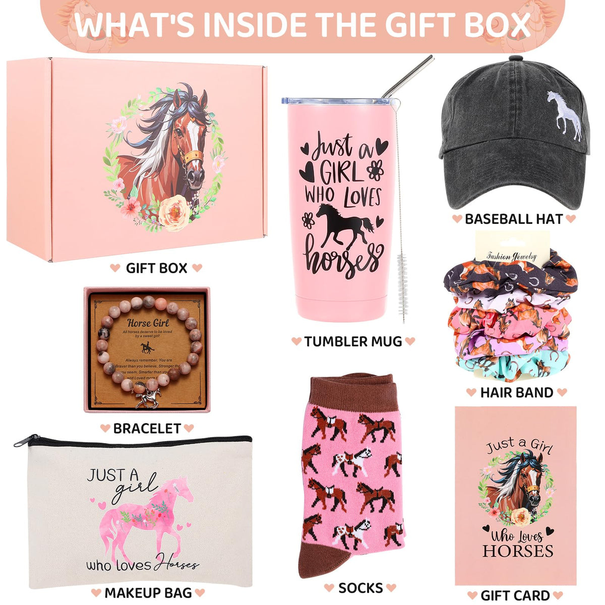 The Bayelove horse gift set makeup bag offers roomy storage for cosmetics.