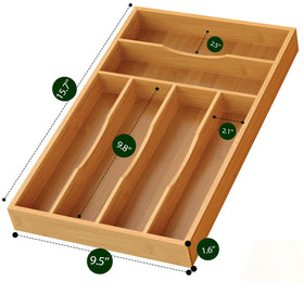 Bayting bamboo drawer organizer close-up showing natural finish.
