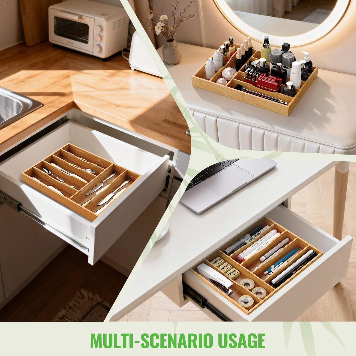Natural bamboo finish by Bayting enhances kitchen aesthetics.
