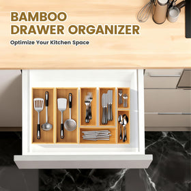 Bayting elegant bamboo drawer organizers complement modern kitchens and offices