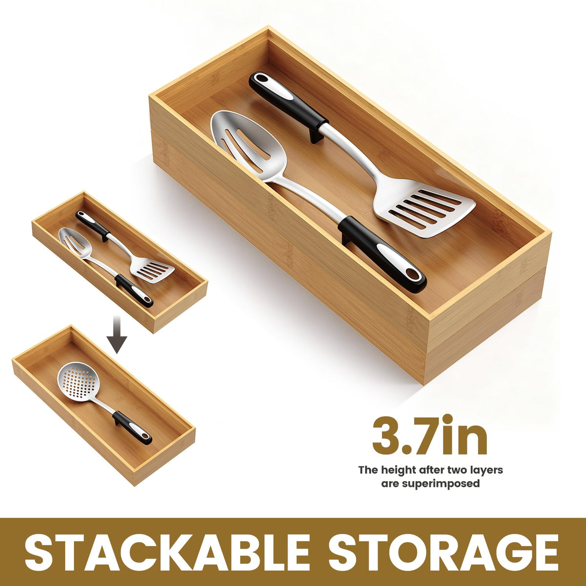 Bayting stackable utensil trays organize utensils efficiently in deep drawers