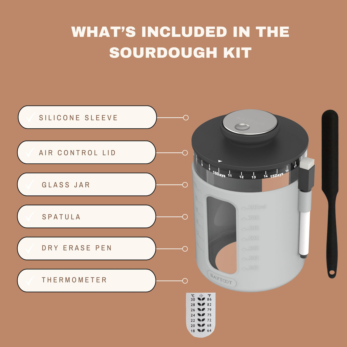 Baytoot silicone sleeve blocks light and maintains warmth for steady fermentation.