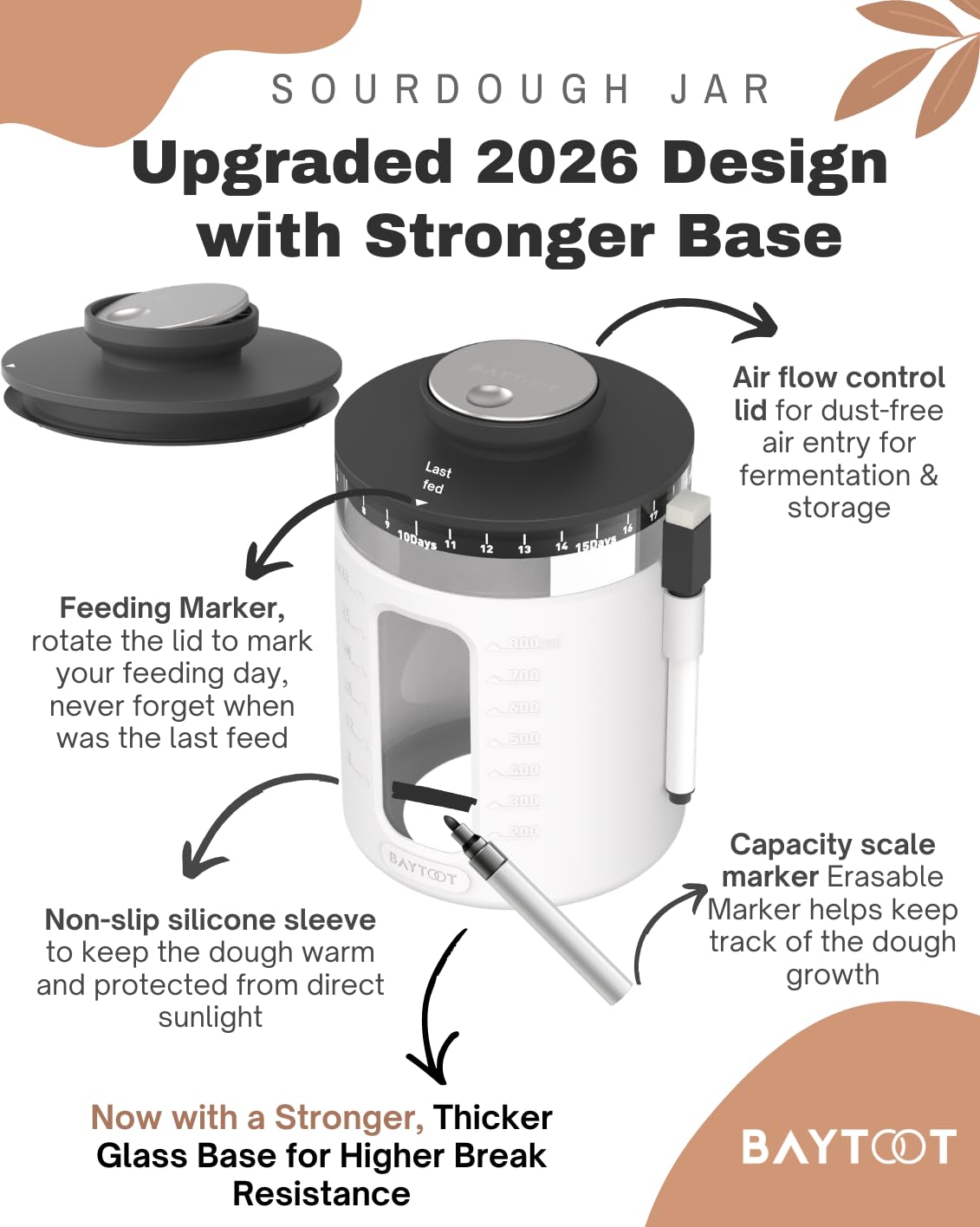 Baytoot wide-mouth design enables quick access for stirring and feeding.