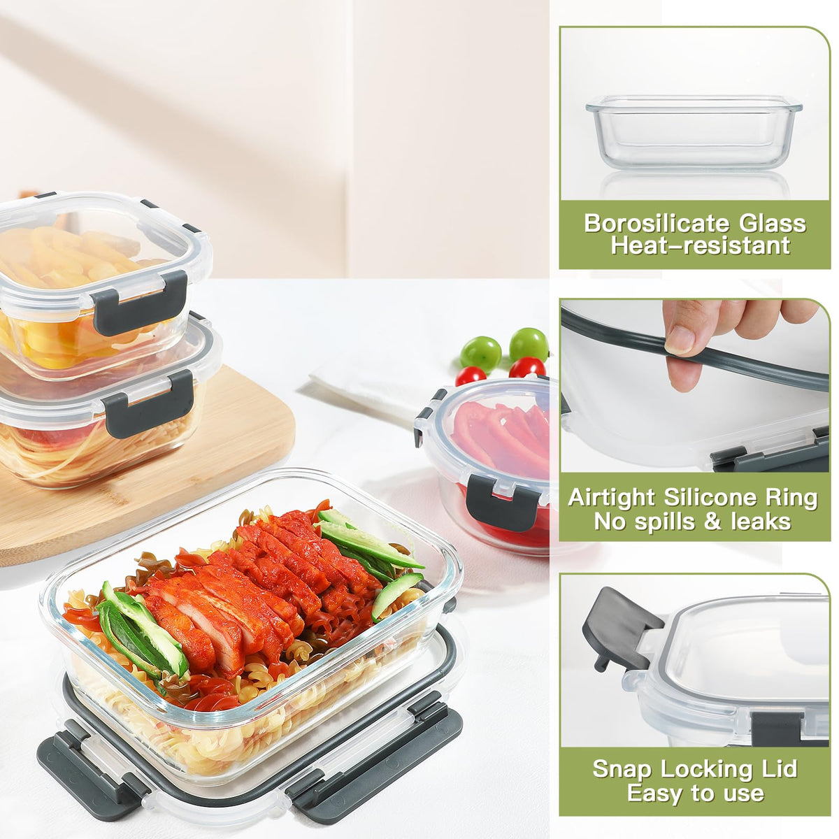 BAYZZ airtight lids with silicone seal for freshness