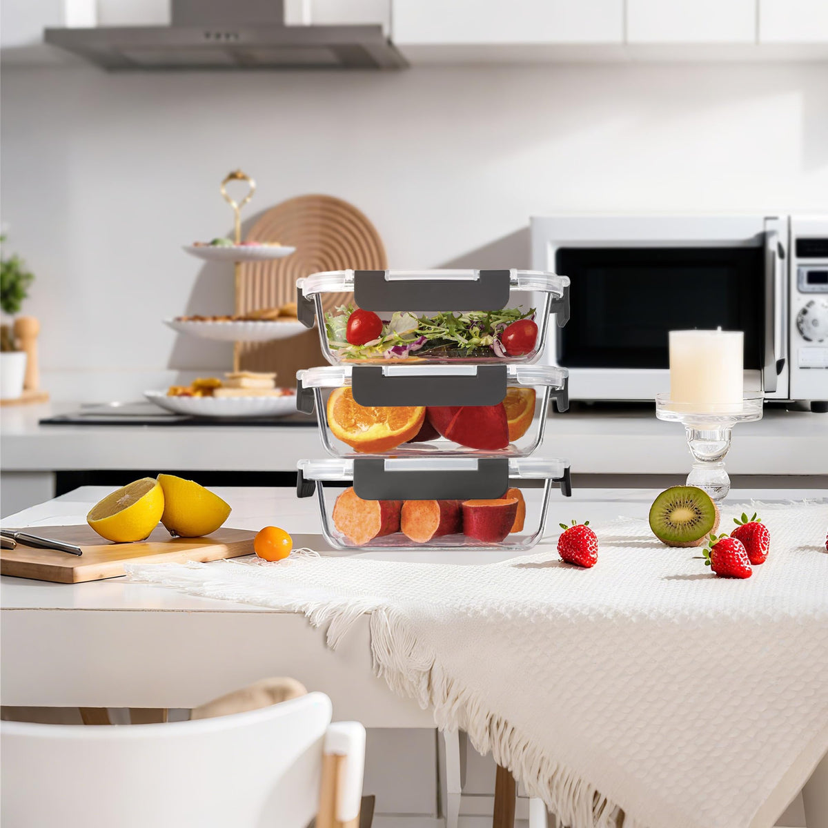 BAYZZ stackable design saves fridge space and keeps meals organized
