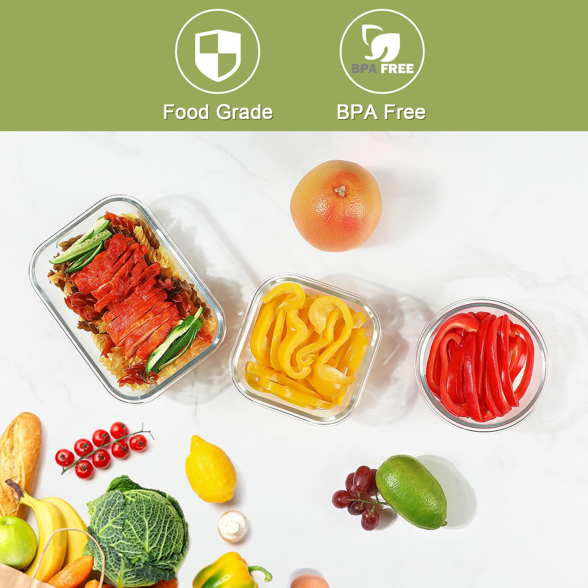 BAYZZ stackable glass containers save fridge space