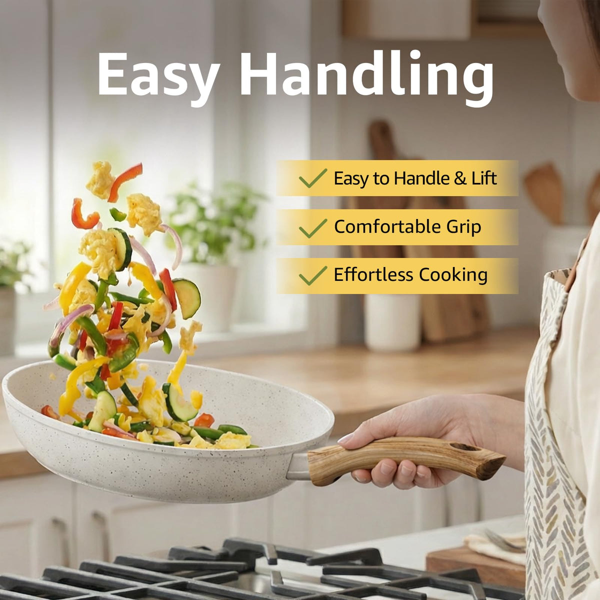 Bazova tempered glass lids help monitor cooking while locking in moisture.