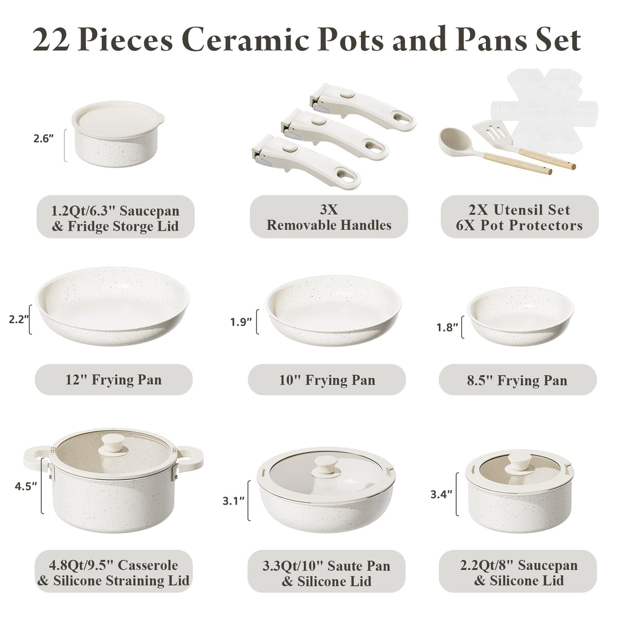 Bazova ceramic coating with removable handles for versatile serving options