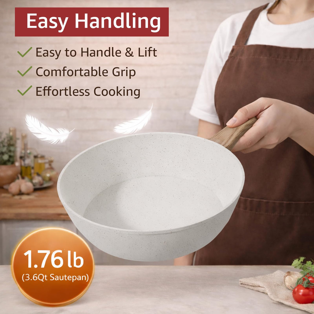 Bazova easy-grip handles designed for comfortable lifting and pouring.