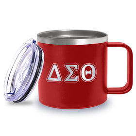 BBGreek Delta Sigma Theta mug front view, laser-engraved letters for lasting wear during daily use.