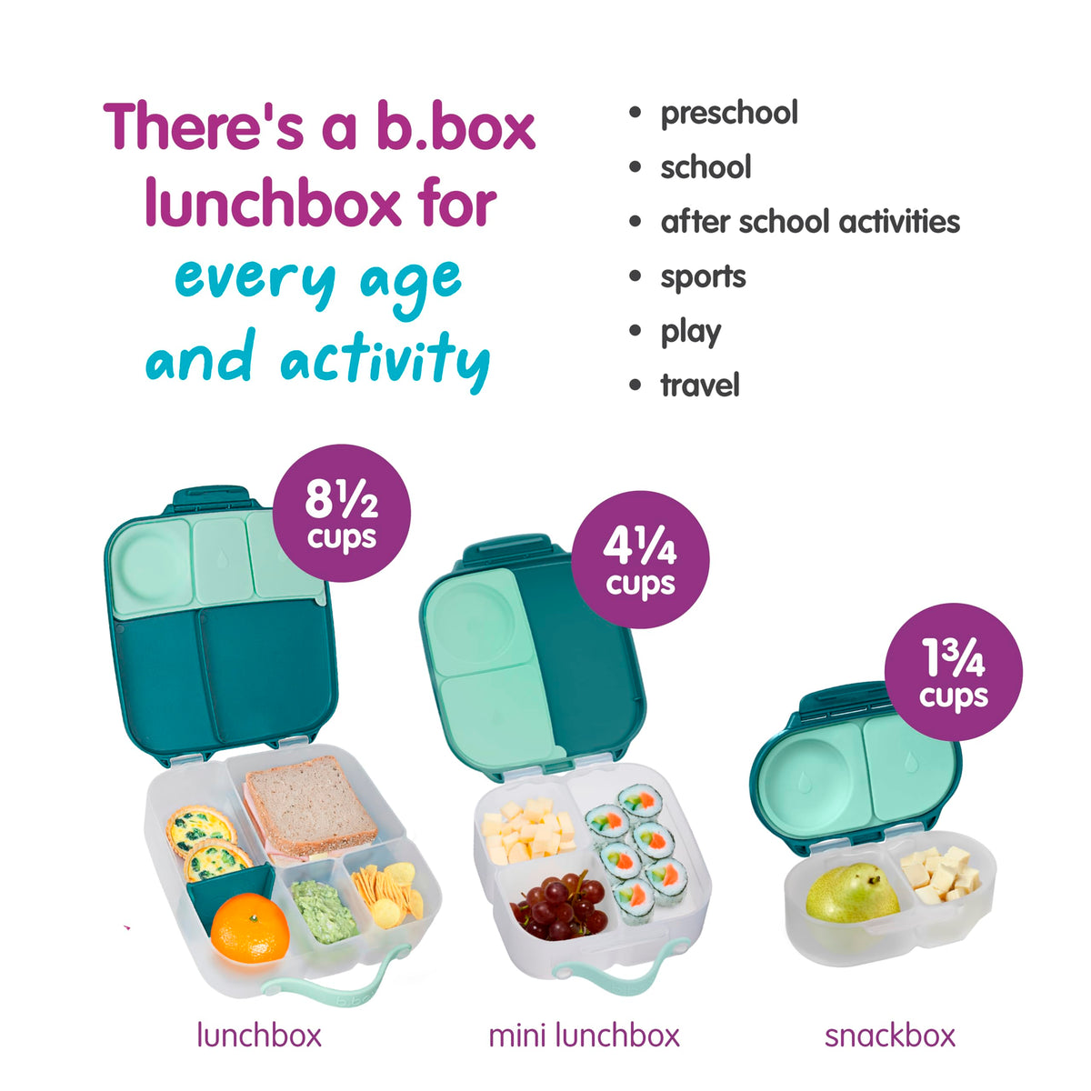 Snack box fitting inside insulated lunch bag
