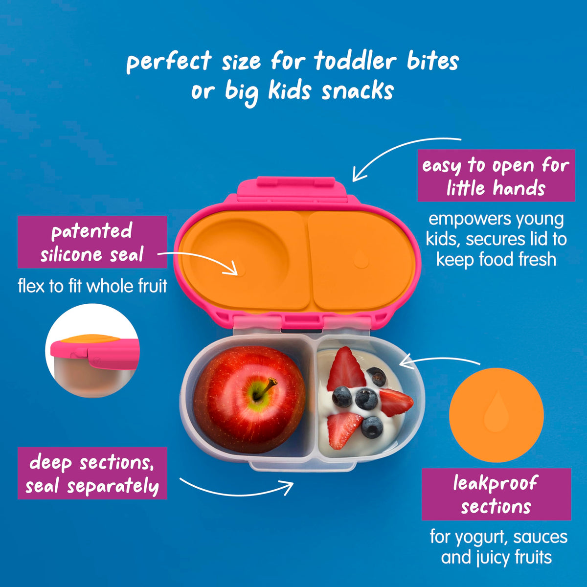 bbox Snack Box flexi-fruit-holder secures whole fruit without prep time
