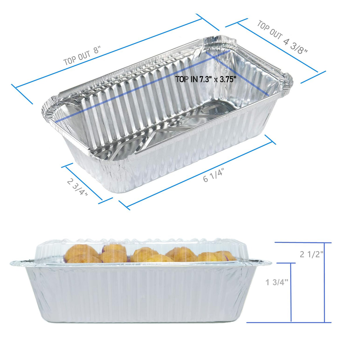BBQMFG aluminum foil pan top view, sturdy baking option.