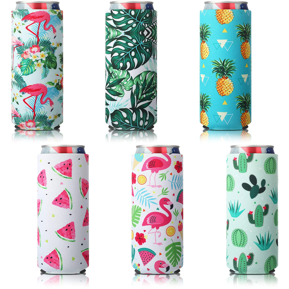 BBTO Hawaii pattern slim can sleeve keeps 12 oz cans cool with stylish flair.