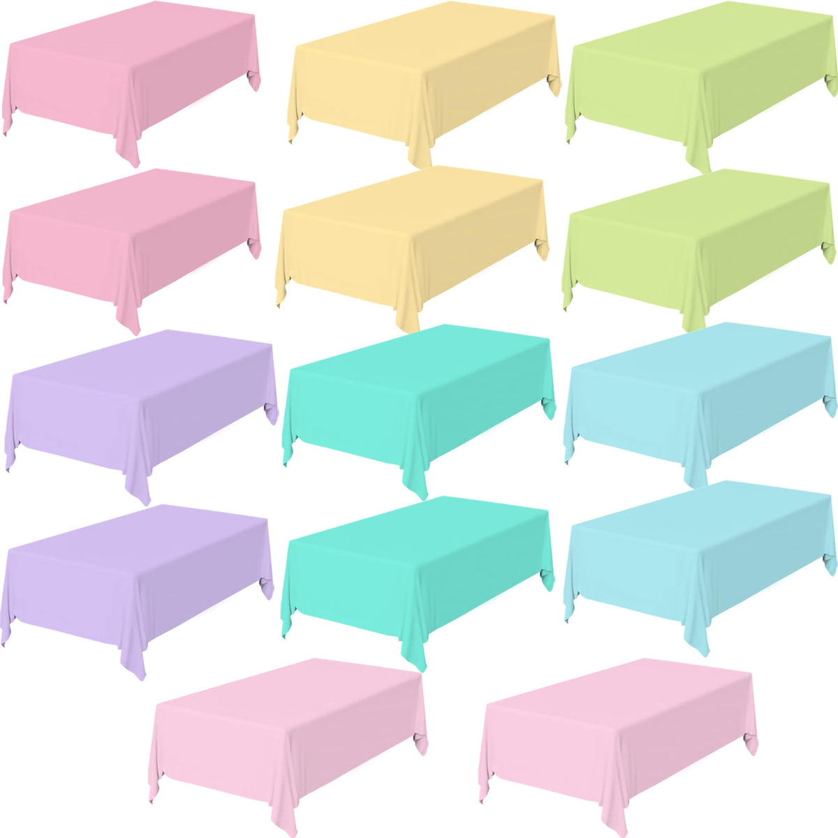 BCCSNNM pastel tablecloths 14-pack for bright, coordinated party tables