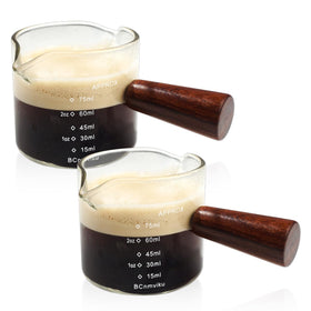 BCnmviku double spouts pitcher with wood handle for precise pouring