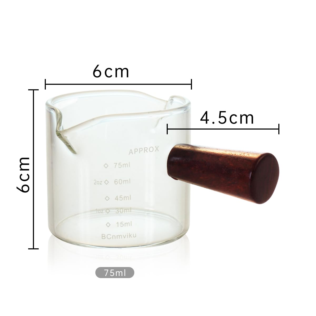 BCnmviku 75ml espresso shot glass for accurate portioning