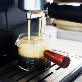 BCnmviku milk pitcher with anti-scald wood handle for safe pours