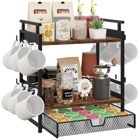 BCOZLUX 3-tier coffee bar organizer keeps mugs within easy reach.