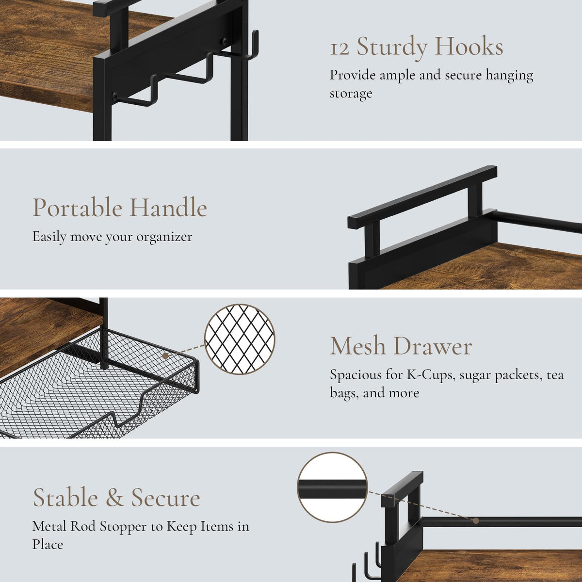 BCOZLUX countertop-space-saver 3-tier rack frees up kitchen surface.