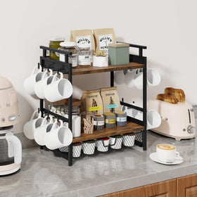 BCOZLUX home-office coffee station for organized mugs, pods, and accessories.