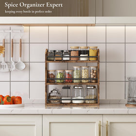 Close-up of BCOZLUX wood texture on spice rack.