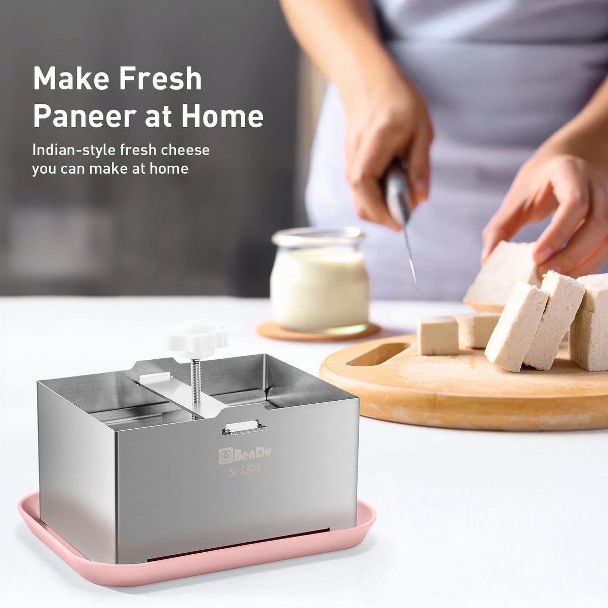 bd.Ai Tofu Press wide-mouth loading for easy tofu insertion