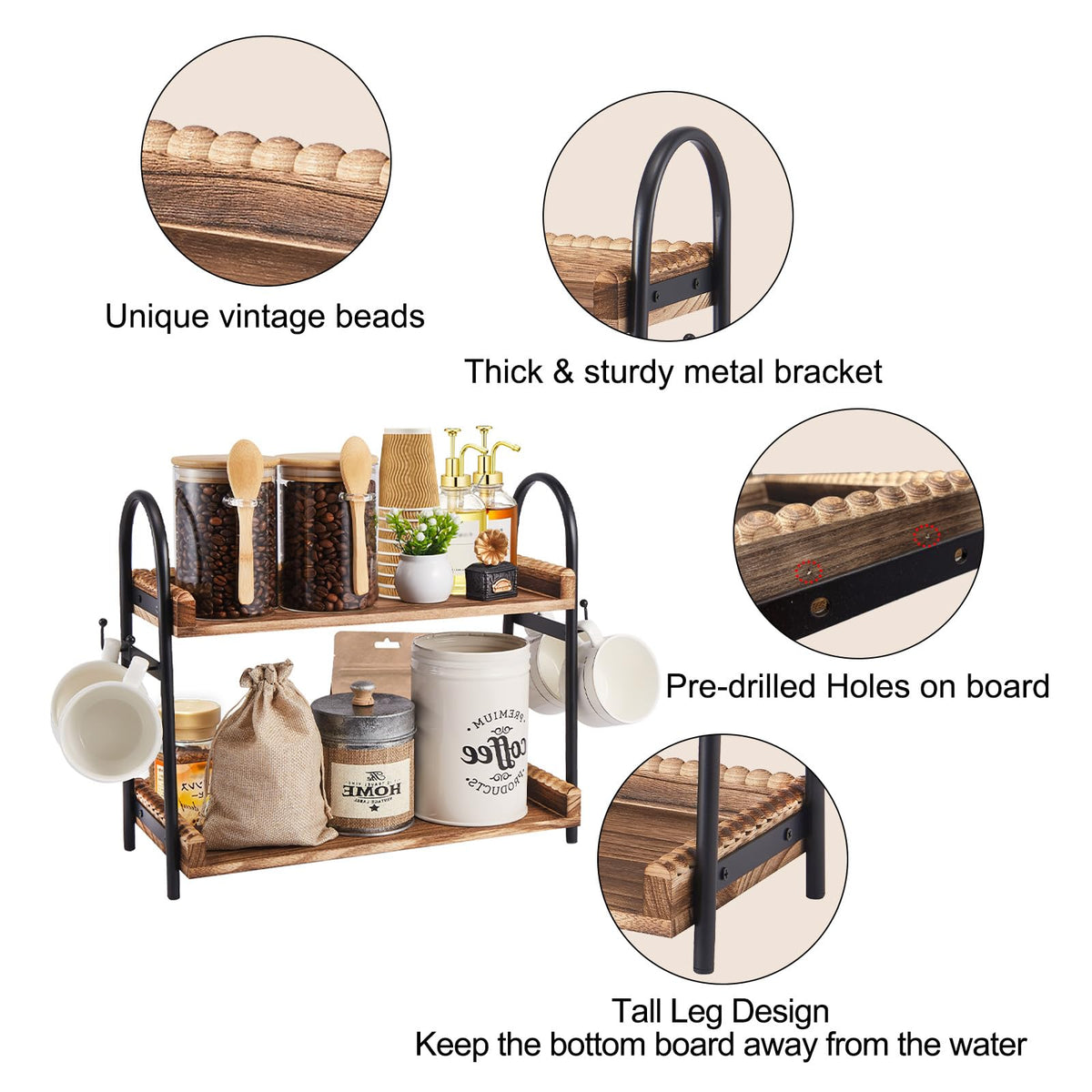BDBDYEAY storage on bottom layer fits canisters and jars for organized ingredients.
