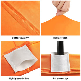 BDDC 6ft rectangle tablecloth with pockets keeps legs tucked for a wind-stable setup.