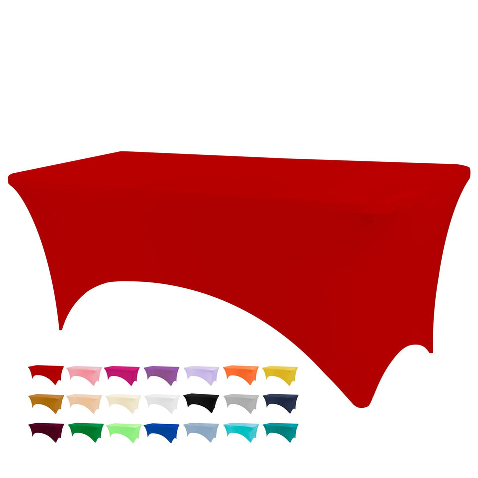 BDDC 6ft red stretch table cover for a seamless setup