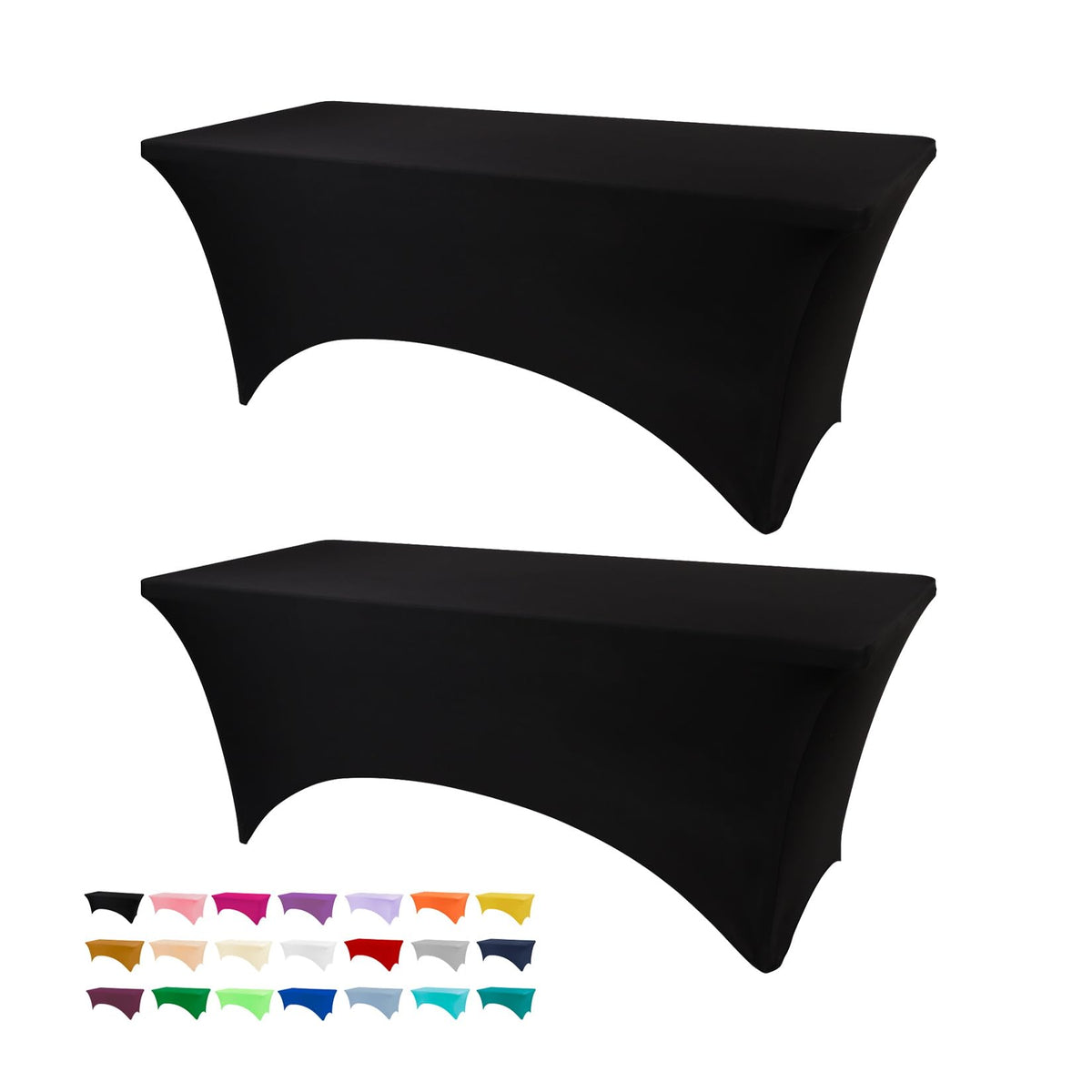 BDDC 6ft table cover in black, washable for quick cleanup at events.