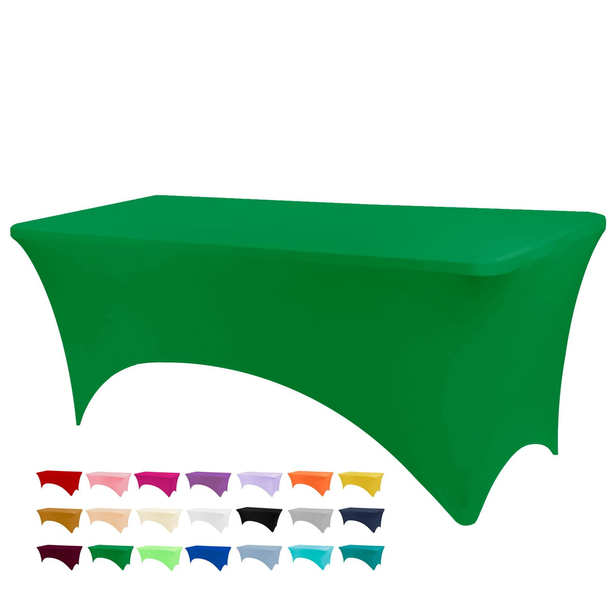 BDDC emerald green washable 6ft tablecloth adds color and stain resistance to any event setup.