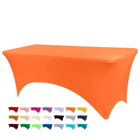 BDDC orange stretch tablecloth for 6ft tables, wrinkle-free and easy care.