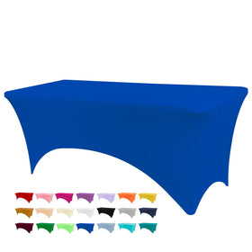 BDDC 6ft royal blue table cover with smooth fold for quick setup.