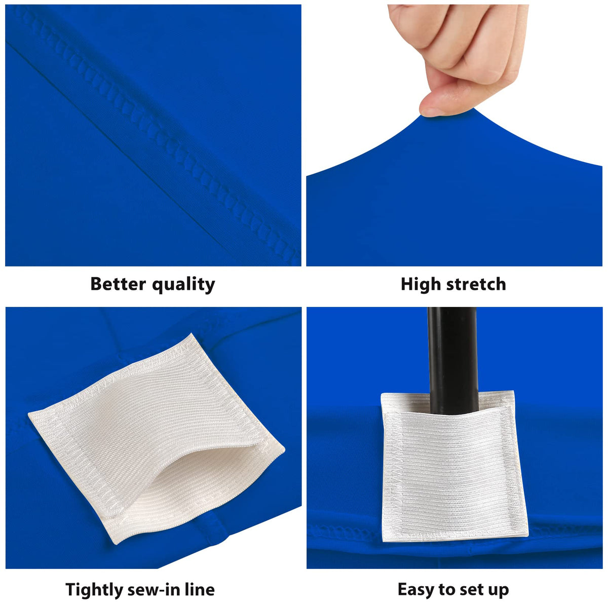 BDDC 6ft stretch fabric table cover demonstrates flexible fit and wrinkle resistance.