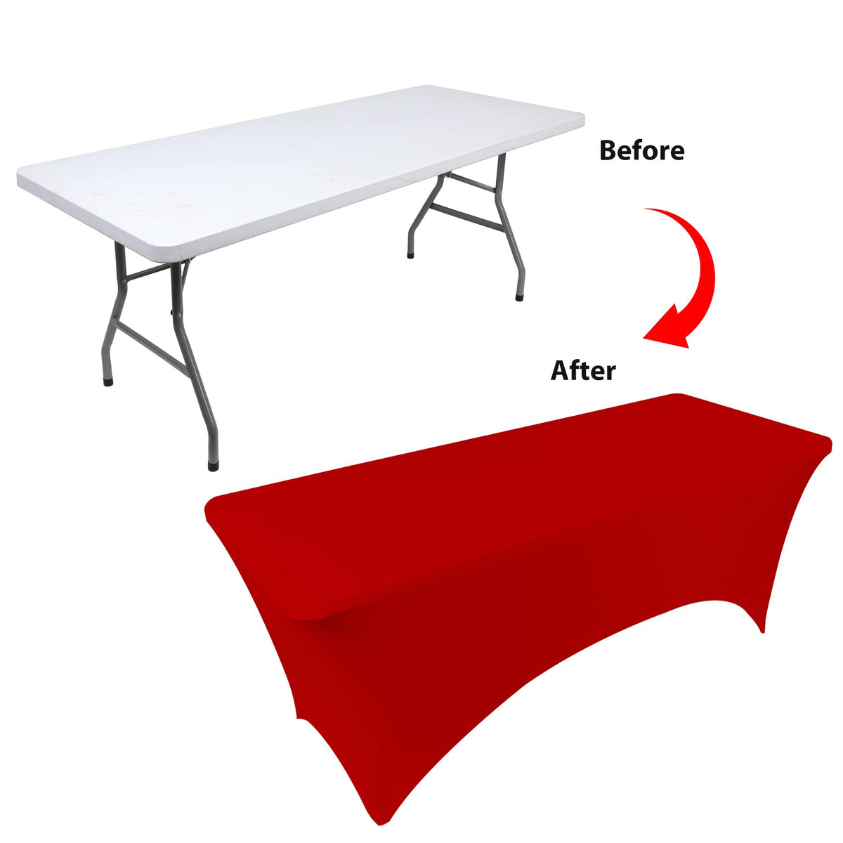 BDDC table cover with leg pockets keeps the surface flat
