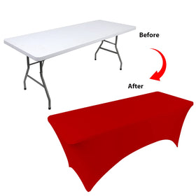 BDDC table cover with leg pockets keeps the surface flat