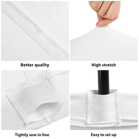 BDDC stretch table cover demonstrates wrinkle-free fit for quick setup