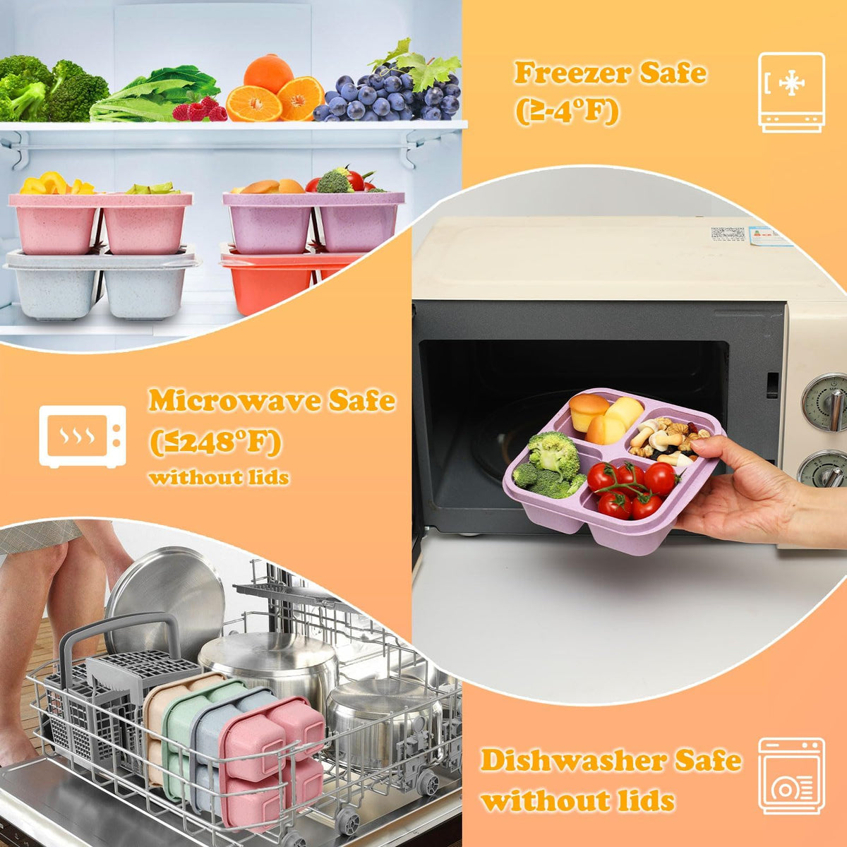 BE OVER QUALITY bright lids seal compartments to prevent leaks