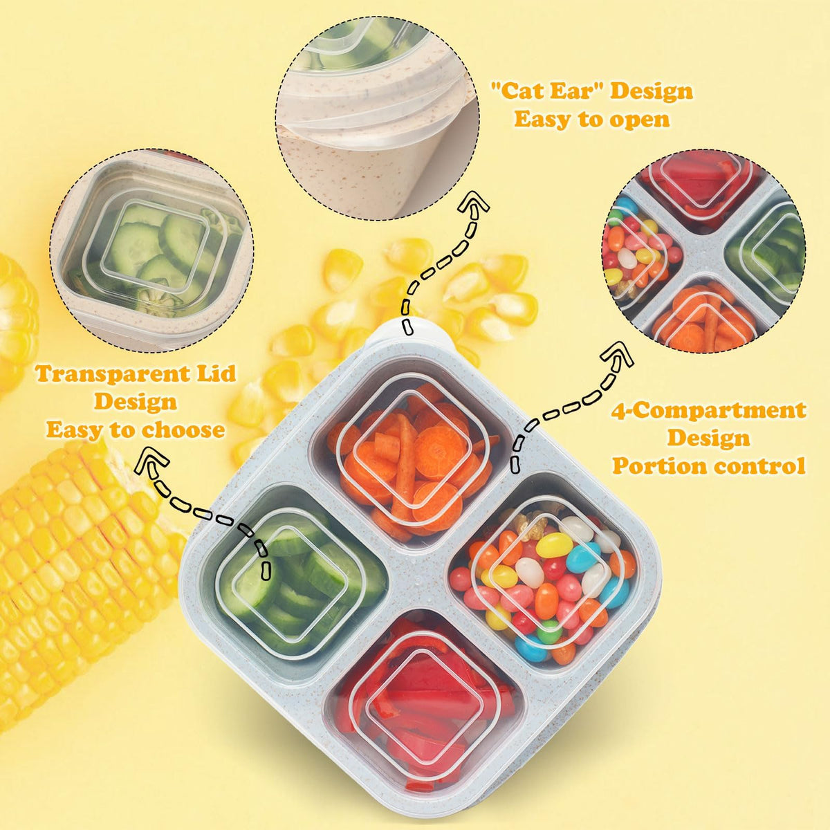 BE OVER QUALITY lightweight and stackable snack container saves space