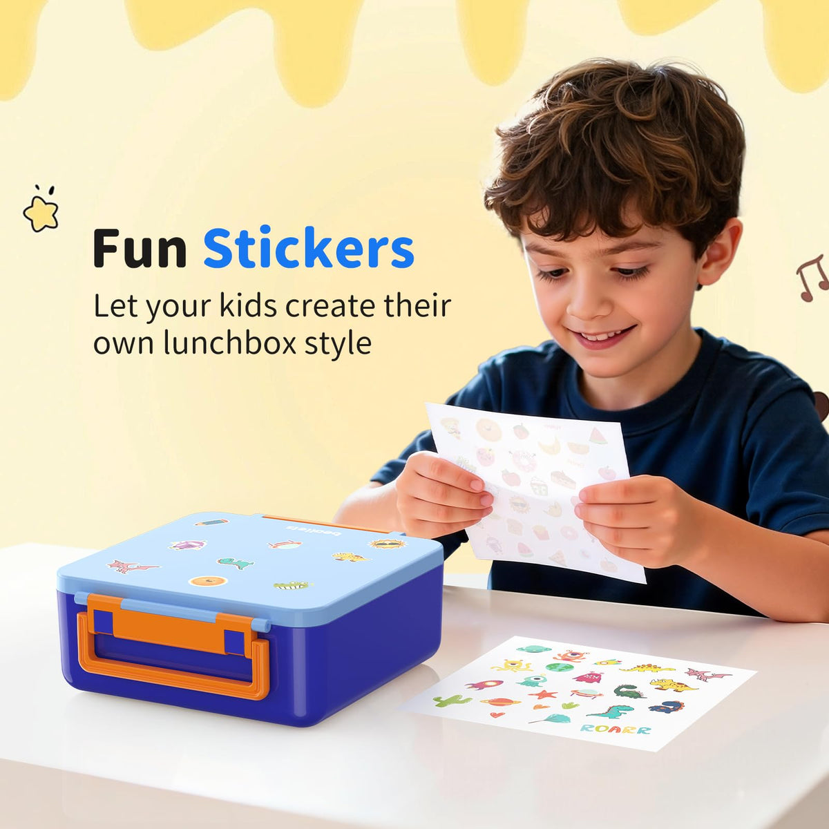 Beallets Bento Box includes waterproof stickers for personalization