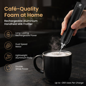Bean Envy aluminium housing frother with ergonomic design