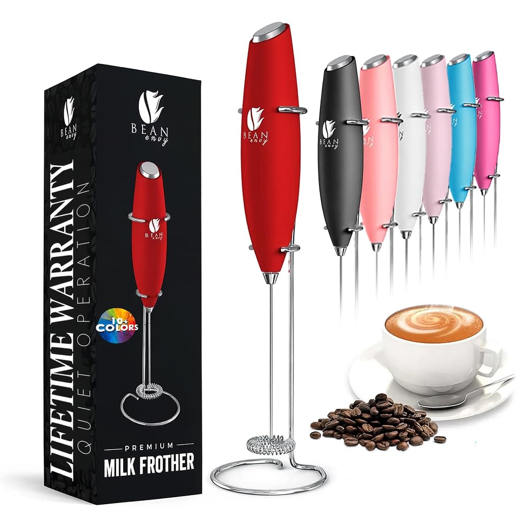 Bean Envy Milk Frother Wand foaming creamy cappuccinos at home