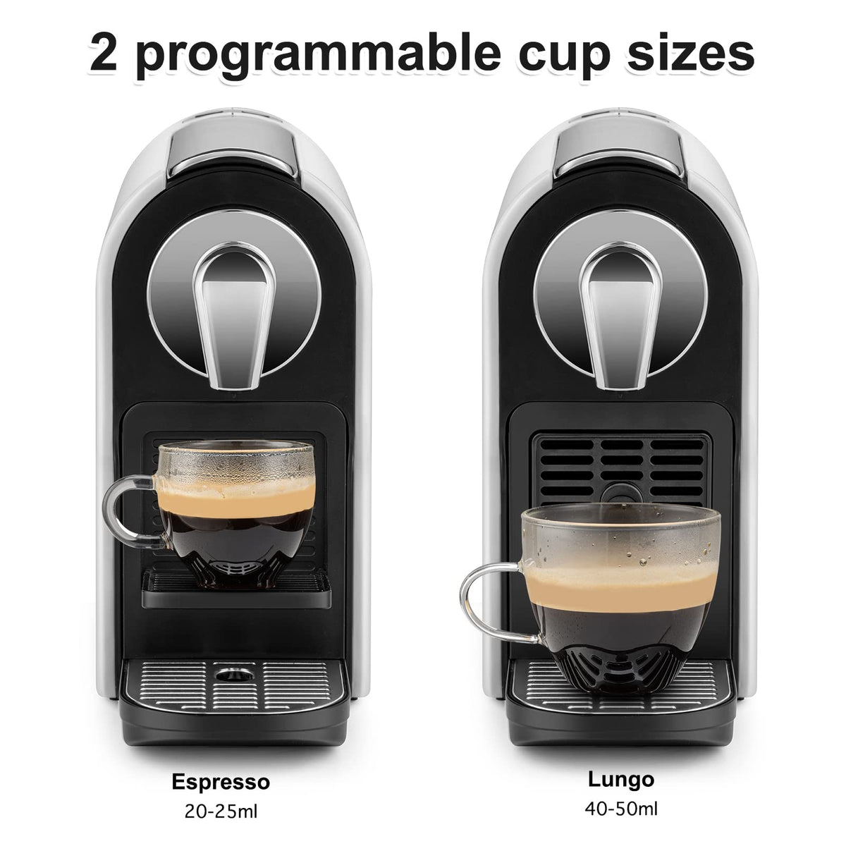 Beanglass espresso pod machine top view highlighting easy-to-use controls.
